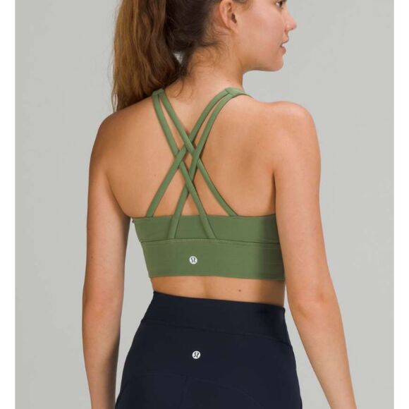 lululemon athletica Other - Lululemon Energy Bra High-Neck Longline Tough B–D Cups Green Twill Size 4